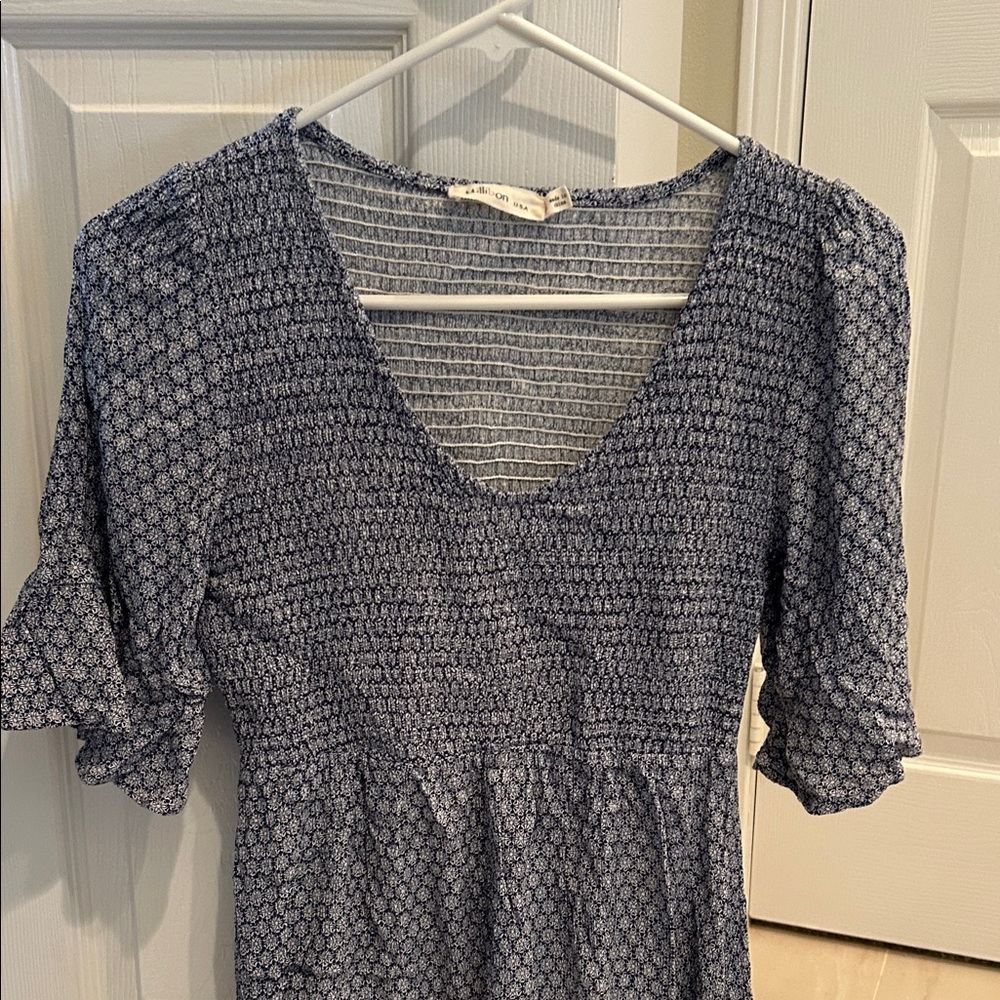 Millibon Navy Floral Long Sleeve Dress